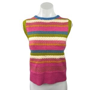FRNCH PARIS Wendy Multicolor Rainbow Striped Sleeveless Knit Sweater Vest Top S